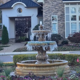 a water fountain in front of a building
