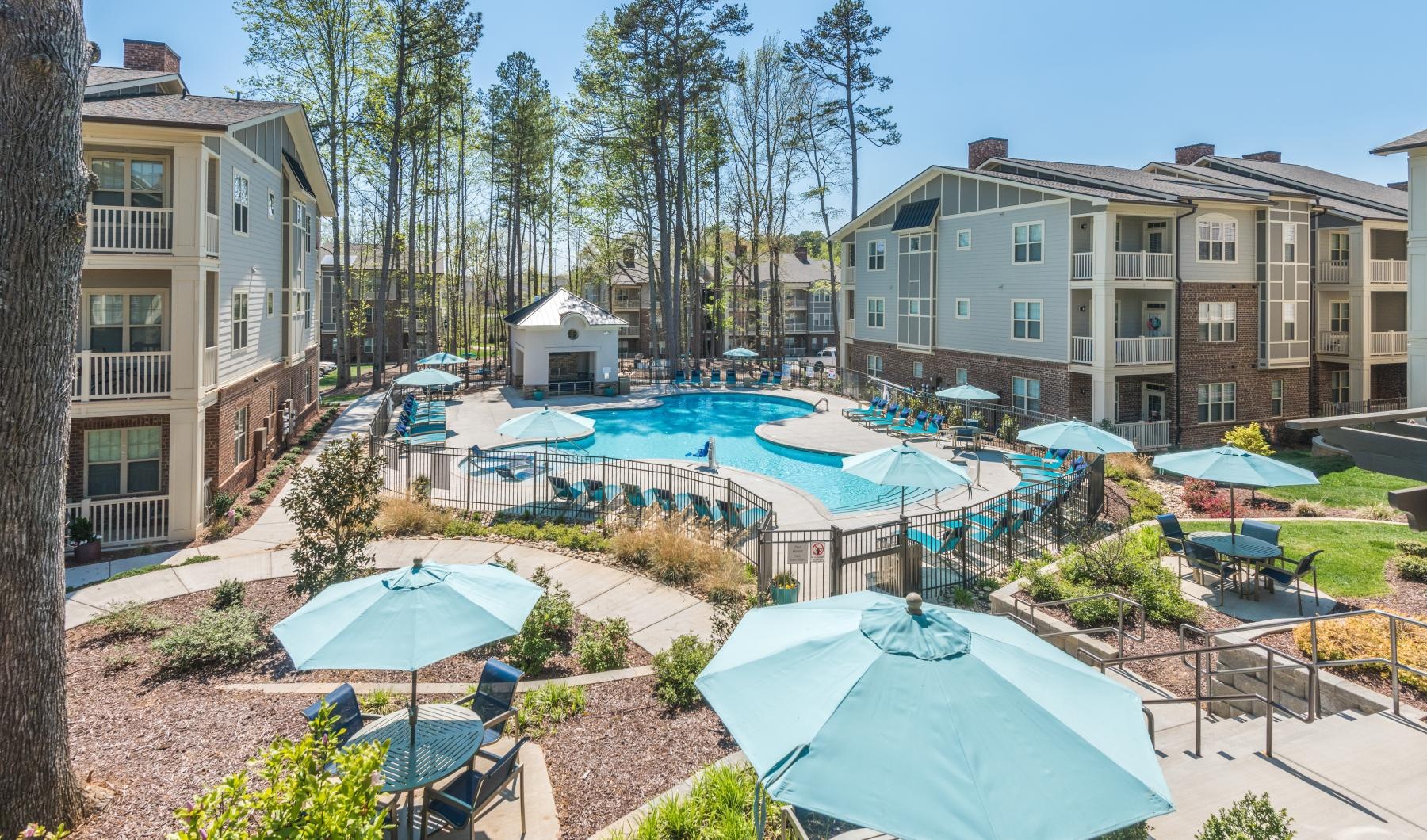 a swimming pool in a backyard